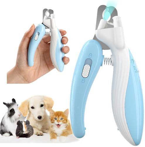 Ginalaia Cat Dog Pet Nail Clippers with Light, Llluminates Cat Dog Nails Or Bloodline, Safety Pet Nail Clipper for Dogs, Cats, Rabbits, Sharp, No Nail Splitting(Blue)