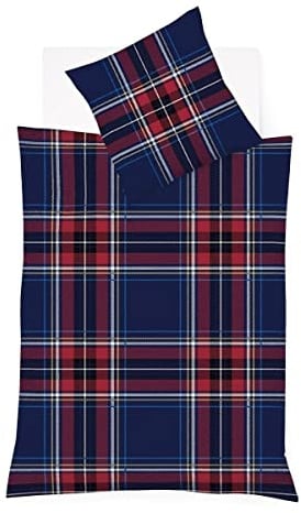 Traumschlaf Feinbiber Bettwäsche Aspen Karo Navy rot