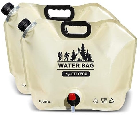 LUCYLANKER Bolsa de Almacenamiento de Agua Plegable para Exteriores, Contenedor de Bolsa de Agua Potable de Gran Capacidad de 8 litros, Adecuado Barbacoas, Picnics y Camping (2 Caqui)