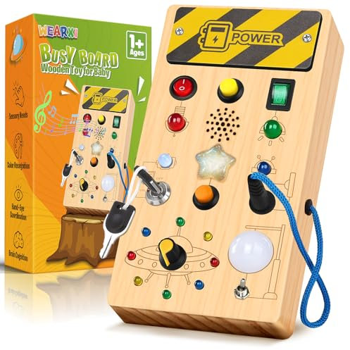 WEARXI Montessori Spielzeug ab 1 Jahr Busy Board mit Musik, Baby Spielzeug Geschenk 1 Jahr Junge Mädchen, Kinderspielzeug ab 1 Jahr, Lernspielzeug, Motorikspielzeug,Geschenke zur Einschulung Schultüte