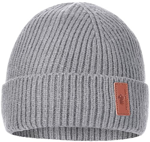 BISON DENIM Herren Strickmütze Beanie Mütze Warme Fleece Laufmütze Winddichte Wintermütze Unisex-Mütze
