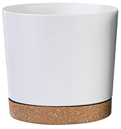 FGUUTYM Vaso rotondo 40 cm di diametro per interni, con fori di drenaggio e sottovasi, moderni vasi per piante d'appartamento, piante grasse, fiori, spazi liberi nel (Z02-A White, A)