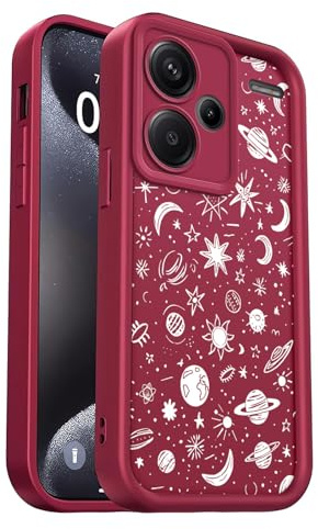 PanXCase Funda para Xiaomi Redmi Note 13 Pro Plus 5G / 13 Pro+ 5G - Carcasa Silicona Delgada Suave Ligera Elegante Diseño, Protección Cámara Antichoque Antiarañazos Cover (Wine Red,Planets)