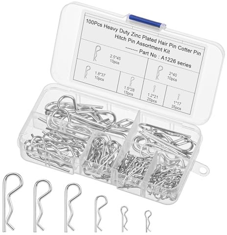 Szaboviktoria 100-teiliges Splint-Set, R-Clips splinte sortiment Kit, R-Clips sicherungssplint-Federsplinte für Anhängerkupplungen, zur Verwendung an Anhängerkupplungsbolzen