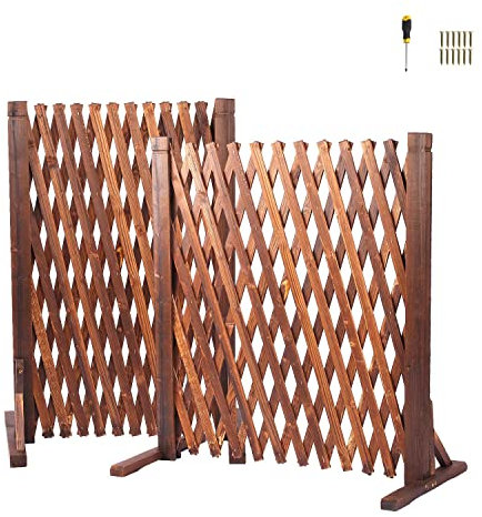 Lot de 2 panneaux de treillis en bois extensibles pour décoration de maison, cour, portail rétractable pour extérieur (160 x 70 cm)