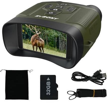 Svbony Nachtsichtgeräte, 8X Digitalzoom Nachtsichtgerät Fernglas 3W 850nm IR Strahler Nachtsicht, 3'' HD 4K Video 36MP Bild, Infrarot Fernglas Nachtsichtgeräte mit 32GB TF Karte für Jagd Camping