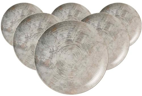 Ritzenhoff & Breker Cecina Speiseteller 6er Set, 26 cm, Moderne Essteller im Manufaktur-Look, Mix & Match-Geschirr, Spülmaschinenfest und Alltagstauglich, Steinzeug, Perle