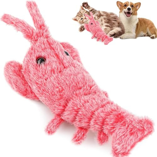 BafanglaiUK Floppy Lobster Interactive Dog Toy,Usb Charging Cat Chew Toy, Moving Interactive Toy, Plush Jumpinp Lobster Toys for Dog Cat, Soft, Washable