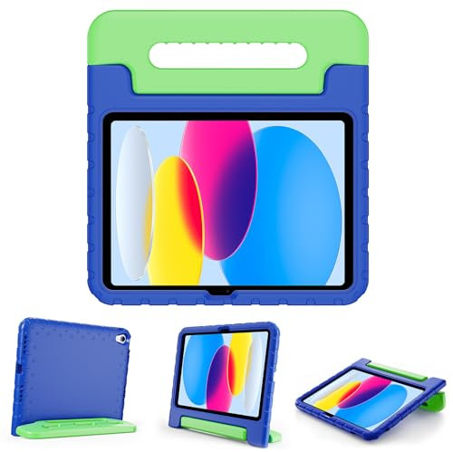 ProCase Funda Infantil para iPad 10ª Gen 10,9 2022 y iPad (A16) 11ª Gen 11 2025 (A3354 A3355 A3356), Funda Protectora Anti Caídas con Soporte para Apple Pencil A2696 A2757 A2777-Navygreen