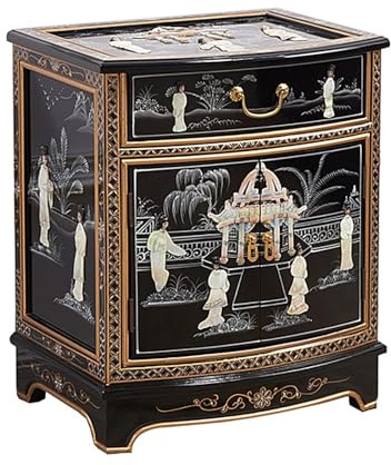 Armoire À Bijoux sur Pied, Armoire a Bijoux en Bois, Artisanat en Nacre et Peintures Peintes À La Main, pour Chambre Séjour Hall D'entrée Balcon