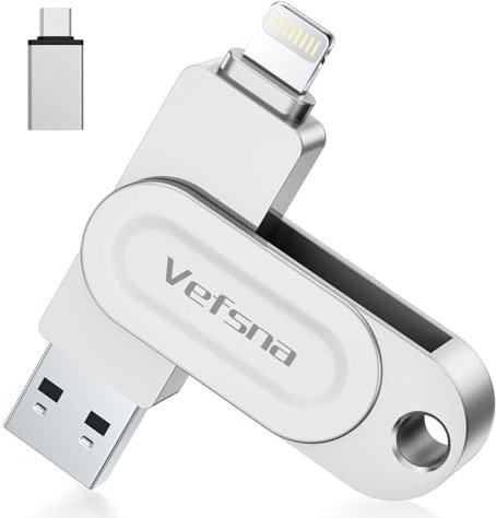 Pendrive 512GB para iPhone Apple Certificación, Vefsna Pen Drive USB C para iPhone,Memoria USB 3.0 Externa, Photo Stick 3 en 1 Lightning Flash Drive Memory Stick para iPhone, OTG Android,iPad,PC