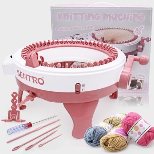 UUE Strickmaschine, 48-Nadeln-Strickmaschine, Große DIY-Kit mit Reihenzähler für Erwachsene, Knitting Machine, Dualmodus Rundstrickmaschine für Socke, Mütze und Schal