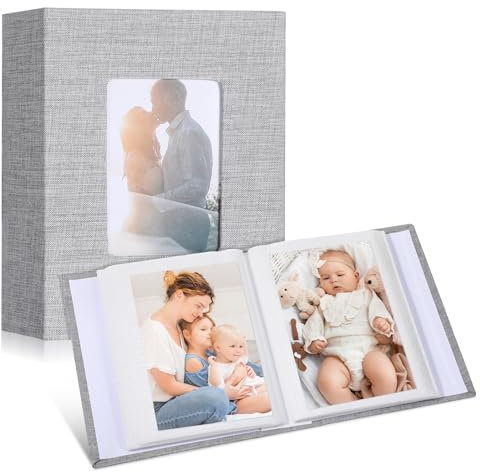 Fotoalbum Einsteckalbum, Fotoalbum Klein 4x6 200 Fotos, Foto Album Zum Einstecken, Fotorahmen Für Mehrere Fotos, Foto Album Für Familie, Hochzeit, Geburtstagsgeschenke (Grau)