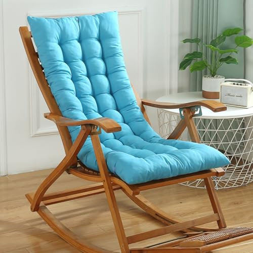 Generisch Hochlehner Auflagen 8cm, Gartenstuhlauflagen Hochlehner 120x50 Mit Bändern, Bequeme Sitzauflagen Gartenmöbel, Stuhlauflage Sitzkissen Indoor Outdoor Rückenlehne Auflage,Lake Blue
