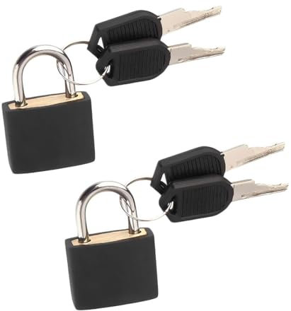 WeddHuis 2 Pezzi Lucchetti per Bagagli, Lucchetto con Chiave, Mini Lucchetto con Chiave, Piccolo Lucchetto per Bagagli, Lucchetto di Sicurezza con Chiave (Nero) (42mm)
