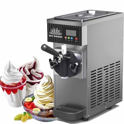 Qiang Commercial Soft Serve Ice Cream Machine – 4-8KG/h Output, 450W/750W, LED Display, Ice Cream Maker, Countertop Compressor Dispensers for Restaurants & Cream Shops Grey-750W