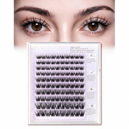 MOTIBACK Lot de cils autocollants pour le quotidien et les fêtes | Cils 100D réutilisables à faire soi-même, 8-16 mm, courbure C, pré-collés pour un look naturel et spectaculaire (W57)