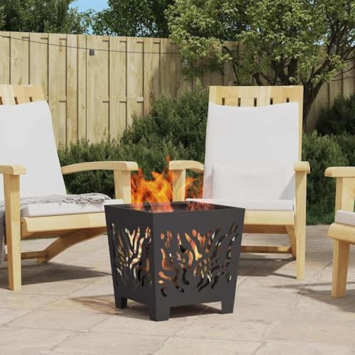 Feuerstelle Für Außen Feuerstelle Feuerschale,Feuerstelle Schwarz 40 x 40 x 40 cm Stahl,Für Lagerfeuer Im Garten Oder Auf Der Terrasse,Vielseitig Einsetzbar