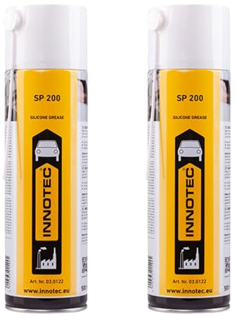 2 pezzi INNOTEC SP200 grasso in silicone spray da 500 ml – grasso spray in silicone impermeabile di alta qualità, lubrifica plastica, gomma, metallo, previene il deterioramento, facilita i movimenti