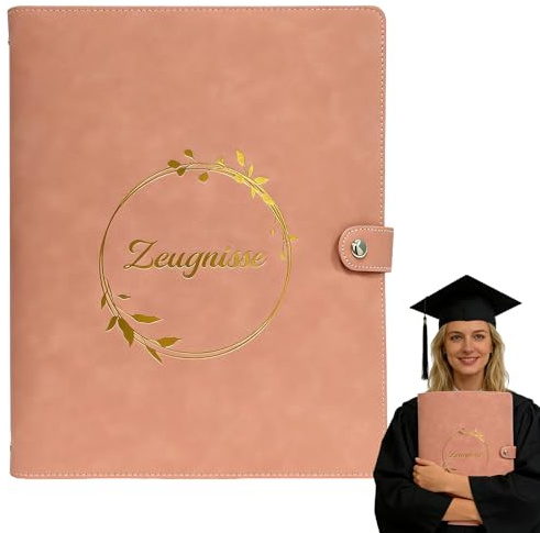 Zeugnismappe Mädchen Personalisiert A4 PU Leder Schulmappe Mit 40 Hüllen