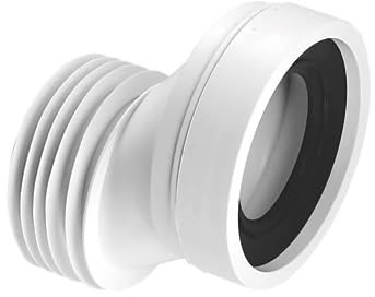 40MM Offset WC PAN Connector White 130MM, Polypropylene & Rubber Construction, 110mm Outlet, 97-107mm Inlet, 1 in Pack