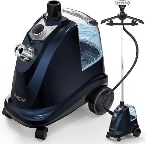 EVAIROAX 2200W Professional Standing Garment Steamer for Clothes, 90 Mins of Continuous Powerful Steam with 3L Water Tank, Pants Clip & Children's Clothing Hanger 998S Royal Blue