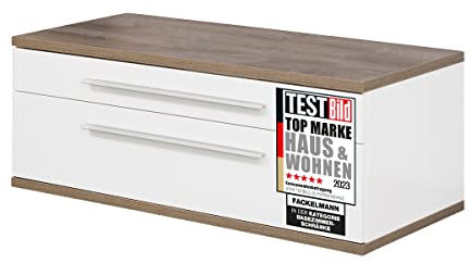 FACKELMANN Waschtischunterschrank Stanford ohne Beckenausschnitt/Soft-Close-System/Maße (B x H x T): ca. 110 x 41 x 50 cm/hochwertiger Schrank/Korpus & Front: Weiß/Abdeckplatte: Braun hell