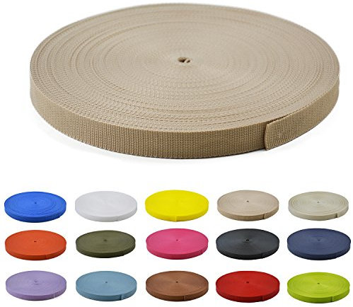 Gurtband Polypropylen 10 Meter lang - 1 Menge Verschiedene Breiten 10mm 15mm 20mm 25mm 30mm 40mm 50 mm (Beige, 50MM)