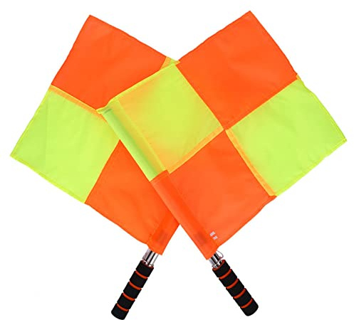 2 Pieces Referee Flag for Soccer Referee, Soccer Linesman Flag for Training Match, with Storage Bag & Steel Tube