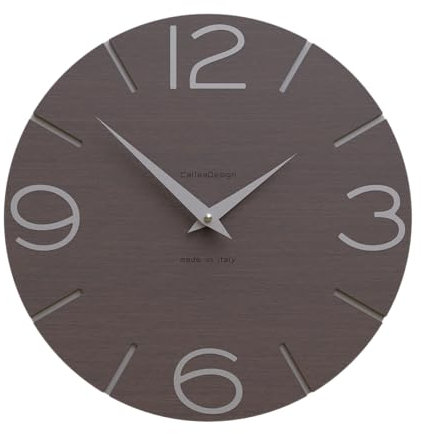 CalleaDesign - Wanduhr Smile, handgefertigt Made in Italy, 30 cm, elegant und leise, hohe Qualität, perfekte Geschenkidee [Wenge-Eichenholz und Aluminium].