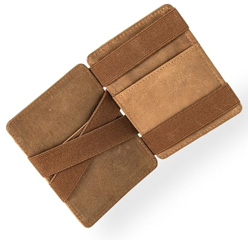 MATADOR Magic Slim Wallet Herren Leder Kreditkartenetui mit Münzfach | Karten Geldbeutel Geldtasche Portemonnaie Herren RFID Schutz & Geschenk-Box | Mini Wallet Kartengeldbeutel Männer Hell Braun