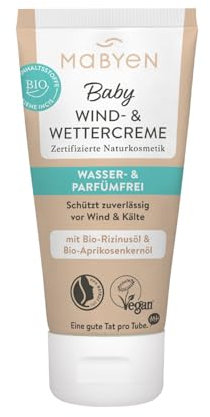 Mabyen Wind- und Wettercreme 50 ml, Babycreme Körper und Gesicht, Zertifizierte Naturkosmetik - Natrue, Vegan, Parfümfrei, Wasserfrei, Klimaneutral, ÖKO-TEST Sehr gut