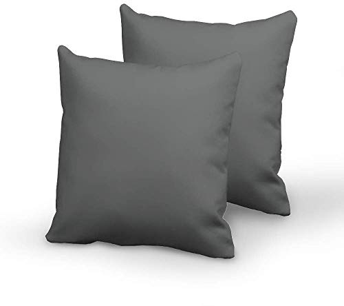 Pizuna 2er Pack Kissenbezug 80x80 cm Baumwolle Anthrazitgrau 400 Fadenzahl | Luxuriöser Soft-Satin 2er Pack Kissenbezüge, 100% Langstapel Baumwolle Nur Kissenbezug (Anthrazit Grau 80x80 cm) Mako Satin