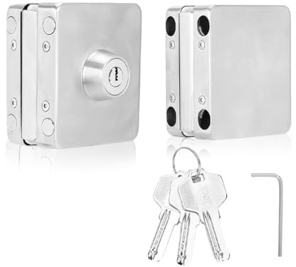 Serratura per porta a vetro, serratura antifurto per porta di sicurezza, serratura per porta a vetro singolo quadrata di sicurezza in ferro inossidabile 1007 con chiave