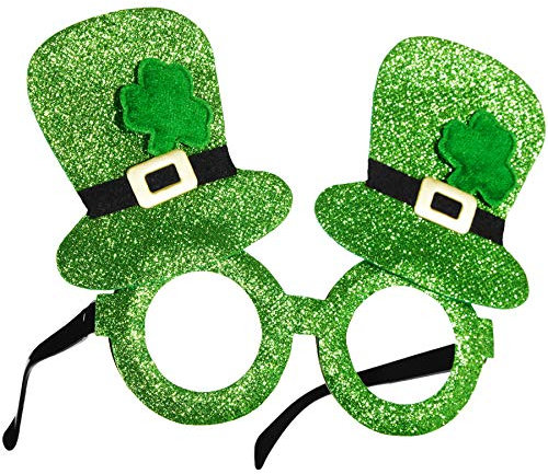dressforfun 302553 - St. Patrick's Day Spaßbrille mit Zylinder, in glitzerndem Grün
