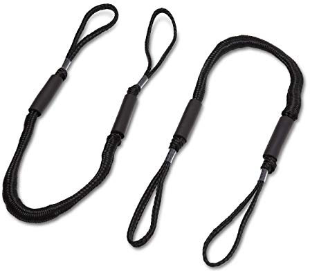 Bungee Dock Line 2-Pack - 4ft, Adjustable No-Jerk Boat & Kayak Ties, Premium Mooring Ropes, Essential Boat Accessories, Ideal Kayak Accessories, Includes Free Docking E-Book by Domabri (Black)