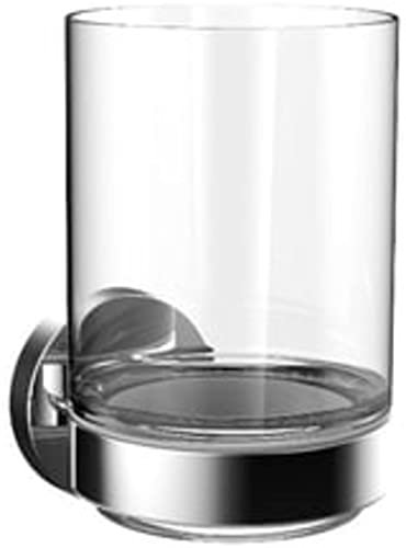 emco Mundspülglas Bad Accessoire zur Wandmontage – Halterung in Chrom, Schwarz oder Weiß – Kleben oder Schrauben – für perfekte Mundhygiene
