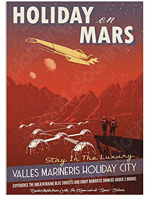 Visit Mars Science Space Kunstdruck - Vintage Sci-Fi Retro Reise Poster A3