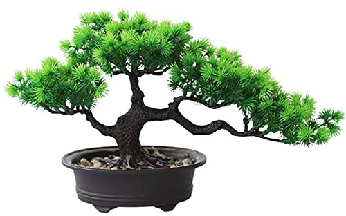 Rozwkeo Künstliche Bonsai-Baum, künstliche Pflanze, Dekoration, Topfbaum, künstliche Zimmerpflanzen, kleine japanische Pinien-Bonsai-Pflanze für Innenbereich, Zuhause, Schreibtisch, Zen-Dekor-Bäume