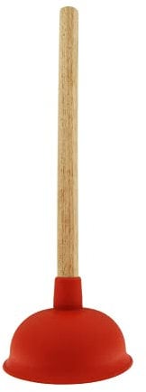DL-pro Desatascador de desagüe de madera, 150 mm de diámetro, para inodoro, baño, cocina, ducha, respetuoso con el medio ambiente, mango ergonómico, color marrón/rojo