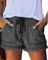 HVEPUO Damen Mittlerer Aufstieg Denim Kurze Hose Lässige gebrochene Kante Used Look Blue Quaste Jeans Shorts Kurze Grau S