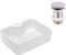 VBChome Waschbecken 48 x 37 cm Keramik Weiß Oval Pop-up ventil Click-Clack Waschtisch Handwaschbecken Aufsatzwaschbecken Waschschale Gäste WC