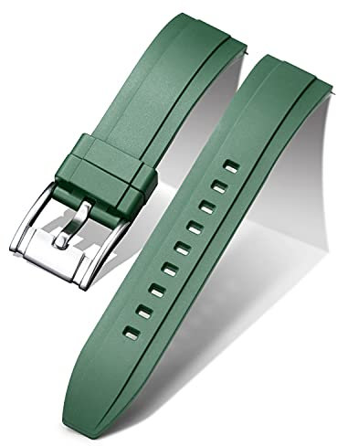BINLUN Silikon Uhrenarmbänder Schnellverschluss Gummi Uhrenarmband Smartwatch Armband Ersatz Wasserdichte Sport Kautschuk Uhrenband für Herren und Damen (22mm, Grün)