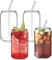 Jucoan 4 Pack 14oz/400ml Can Shaped Beer Glass, Cute Glass Cups, Premium Handmade Clear Drinking Glass Cups with 4 Reusable Glass Straws for Ice Tea, Water, Wine, Cocktails and Mixed Drinks
