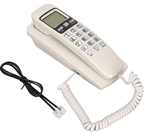 Schnurgebundenes Telefon, KXT777CID Multifunktionales Schnurgebundenes Telefon mit Wahlwiederholungsfunktion und Intonationswahl, Hängendes Telefon, Wandmontierter Schreibtisch,(Weiß)