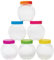 Baker Ross FC889 Storage Jars with Coloured Lids - Pack of 6, Craft Storage Containers with Lids, Jar for Small Beads and Sequins