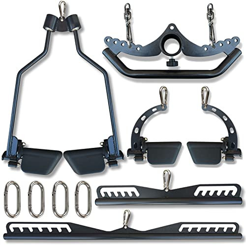 KORIKAHM Adjustable Lat Pull down Bar, Cable Machine Attachments for Gym, Home Gym Fitness T-bar Row Pulldown Attachments, Lat Pull Down Machine Wide Grip Neutral Grip Handle (BSP45678)