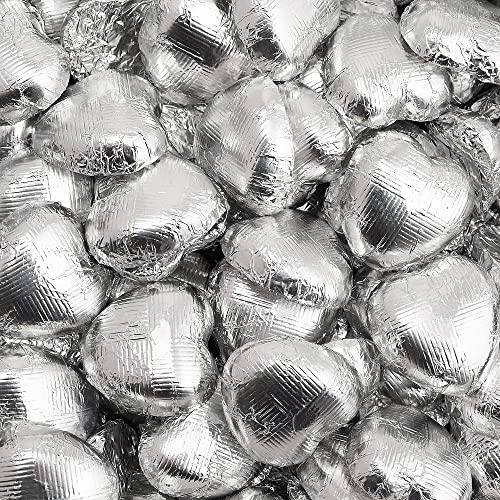 Italian Options Dark Chocolate Foiled Hearts, 200 Chocolates, Silver Foil