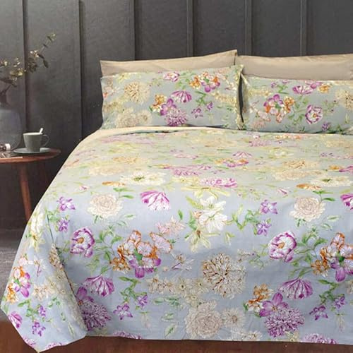 Zucchi - Bettwäsche-Set für Maxi und 2 Kissenbezüge, Erica P5, Doppelbett aus reiner Baumwolle, hergestellt in Italien
