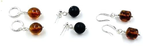 Bernstein Ohrringe Silber | Bernsteinschmuck | Natürlich Bernstein Ohrringe Tropfen Set 3 paar